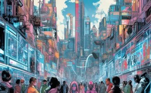 人类与科技的未来，一个漫画艺术的探索