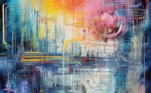 科技与创新水粉画，让艺术与科技碰撞